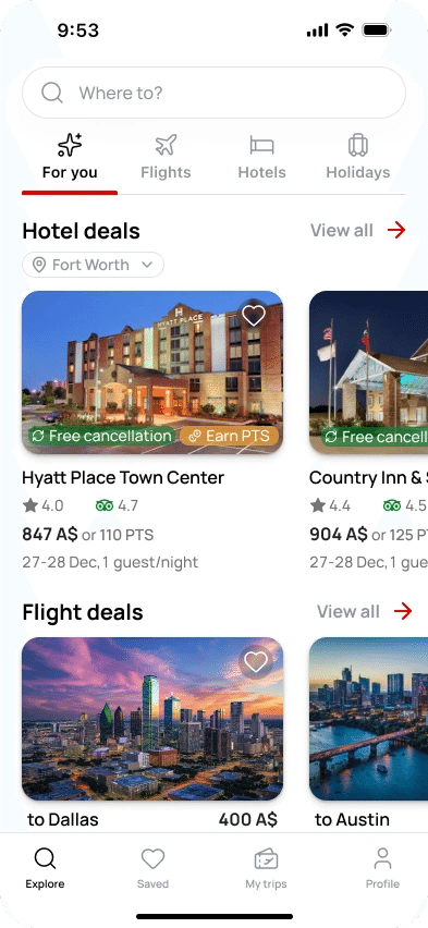 Travel app: Redesign screen.