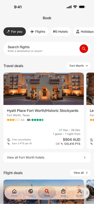 Travel app: Original screen.