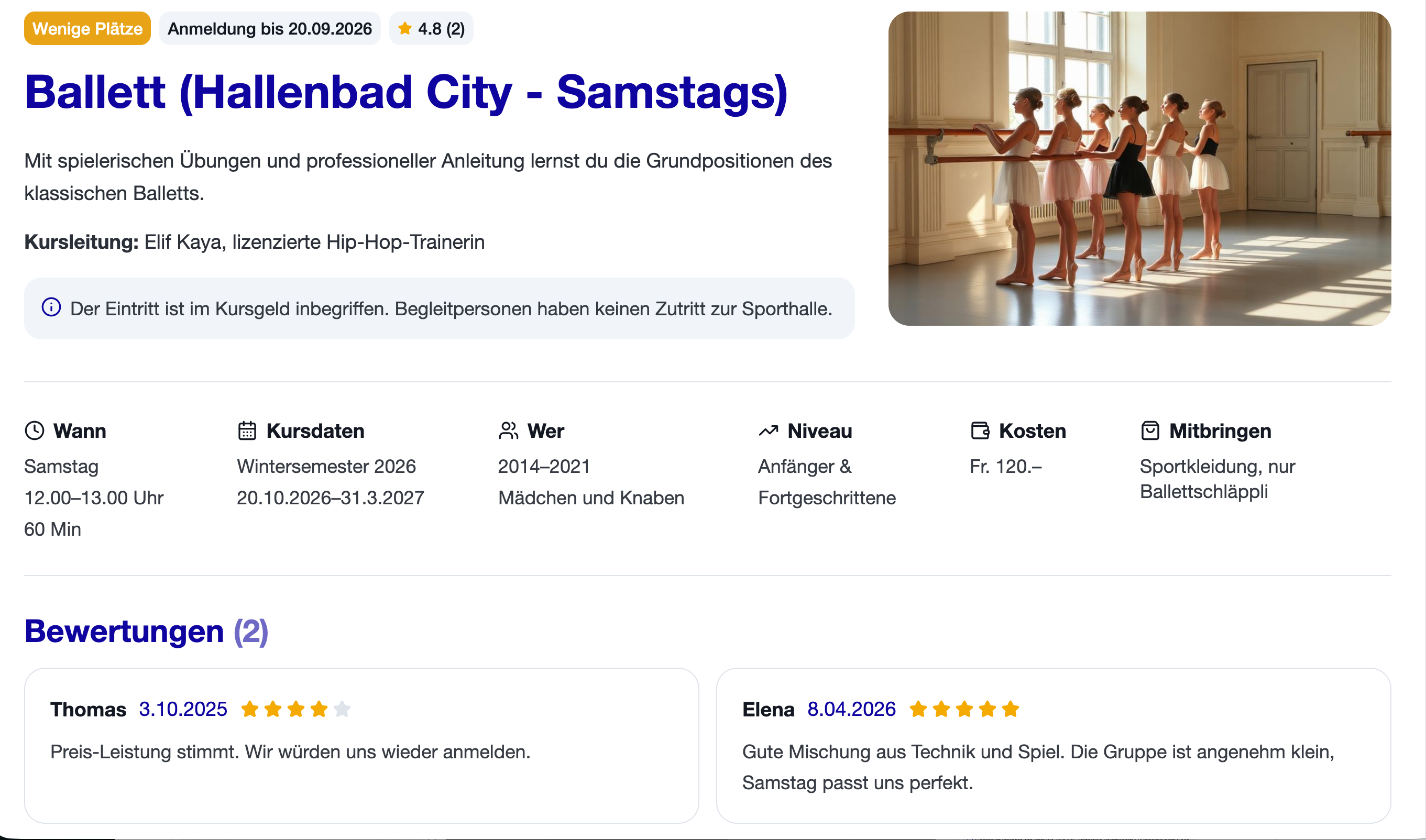 Redesigned course page: course details, instructor information and reviews grouped on one screen